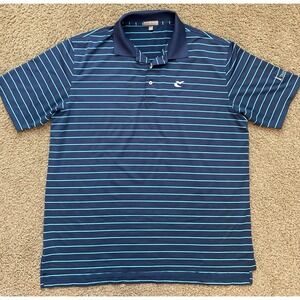 Peter Millar Summer Comfort Men's Polo Navy‎ Blue  Teal Stripes Size XL